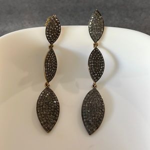 Champagne Diamond chandelier earrings black rhodium dipped in 18k gold